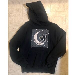 COACH Cat and Moon Black hoodie! Size Small! EUC